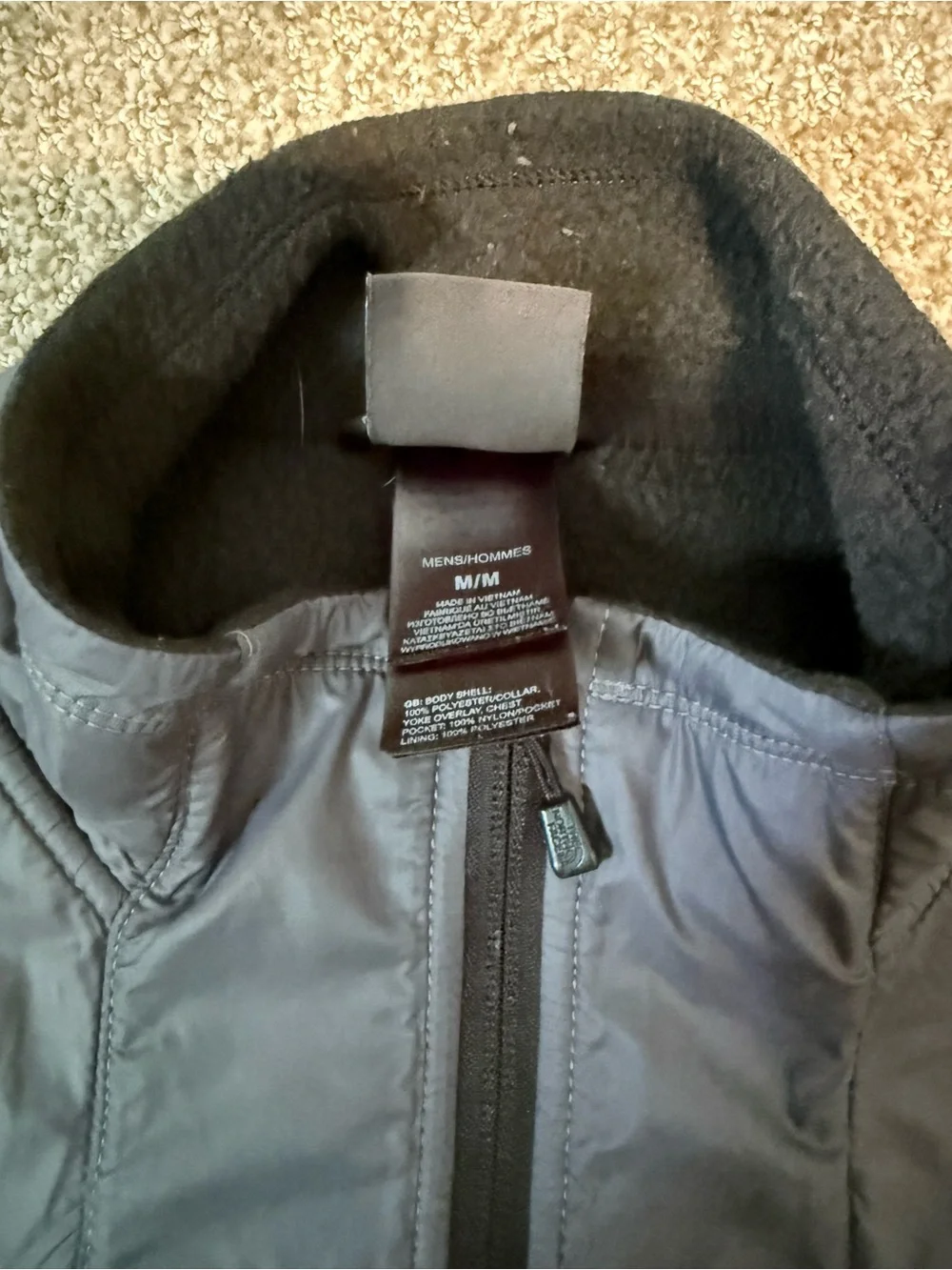 North Face Gordon Anza Sweater Fleece Jacket Mens Medium Black Gray Full Zip